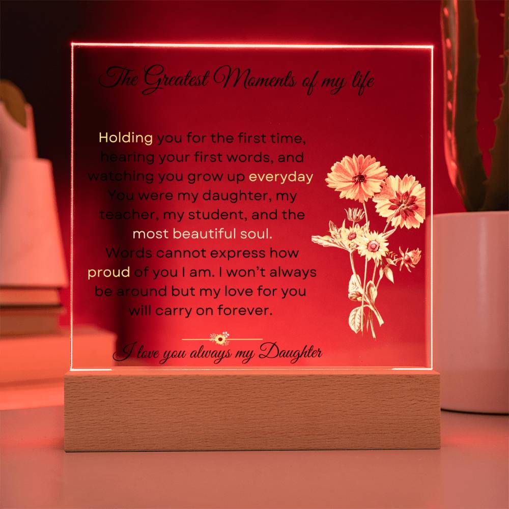 To My Daughter - Most Beautiful Soul - Acrylic Square Plaque