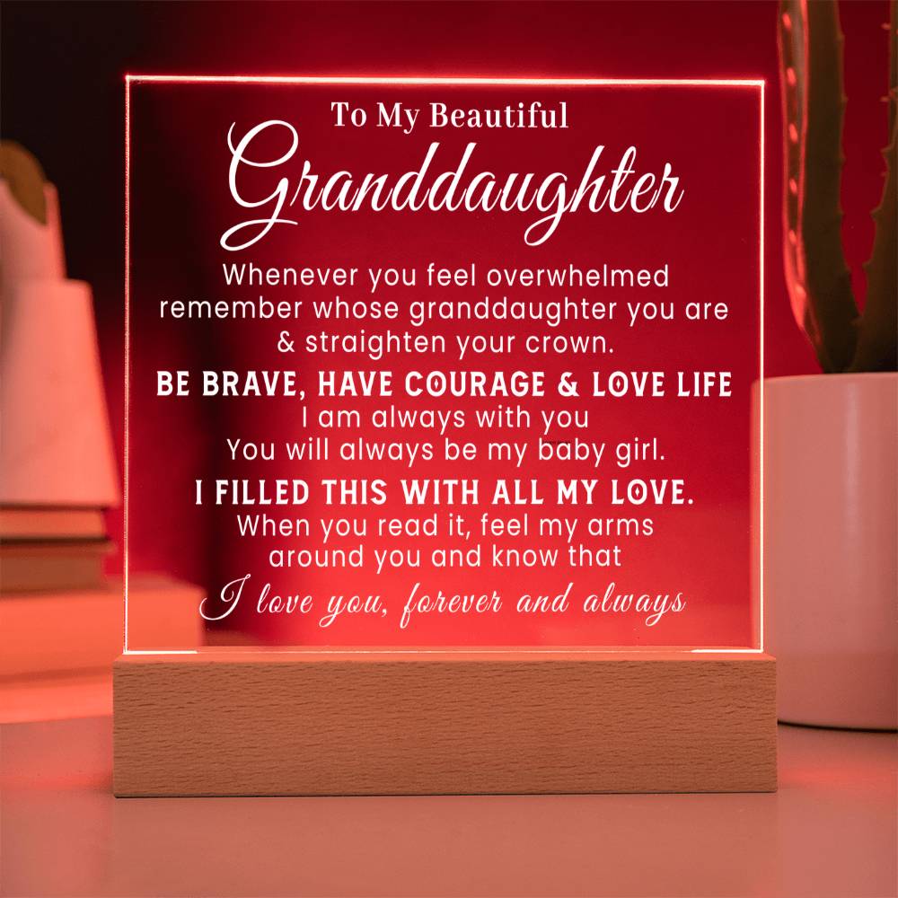To My Beautiful Granddaughter - All My Love - Acrylic Square Plaque
