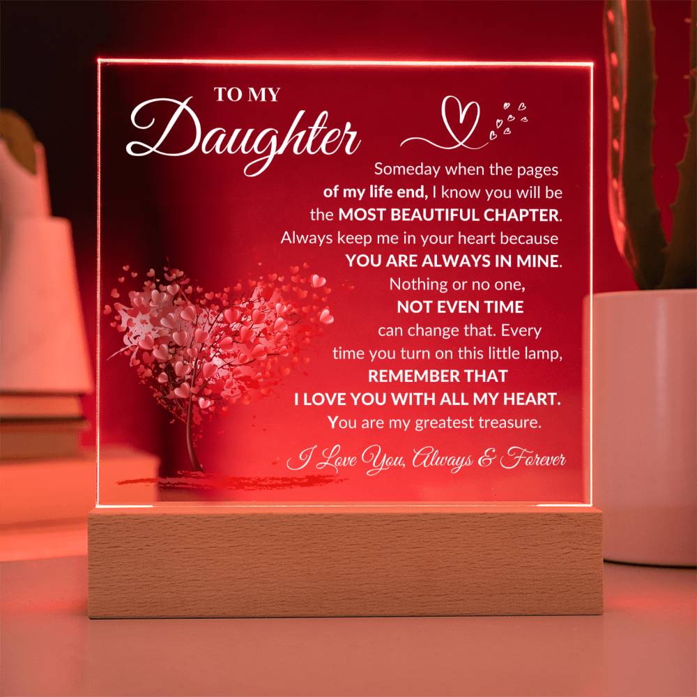 Daughter - Remember That - Most Beautiful Chapter - Acrylic Square Plaque