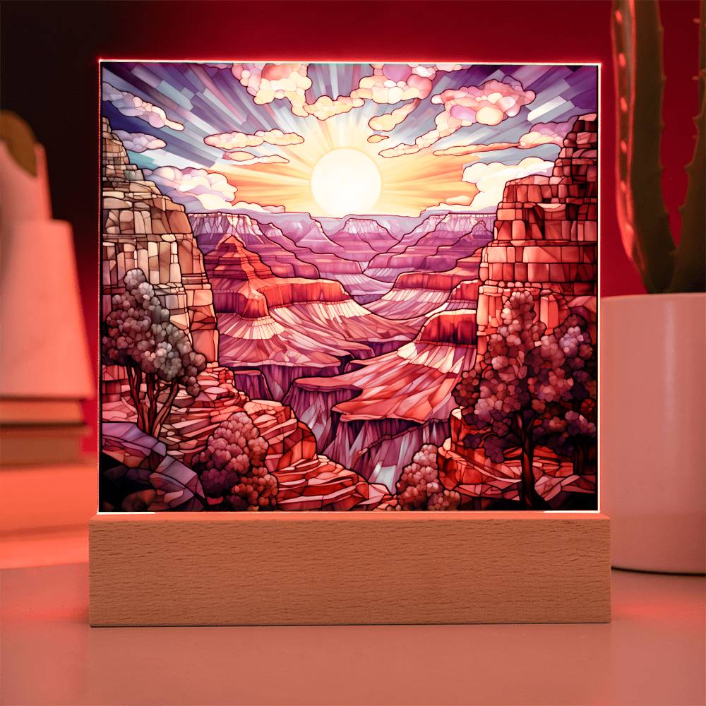 Grand Canyon Faux Stained Glass For Traveler Decoration Gift - Acrylic Square Plaque