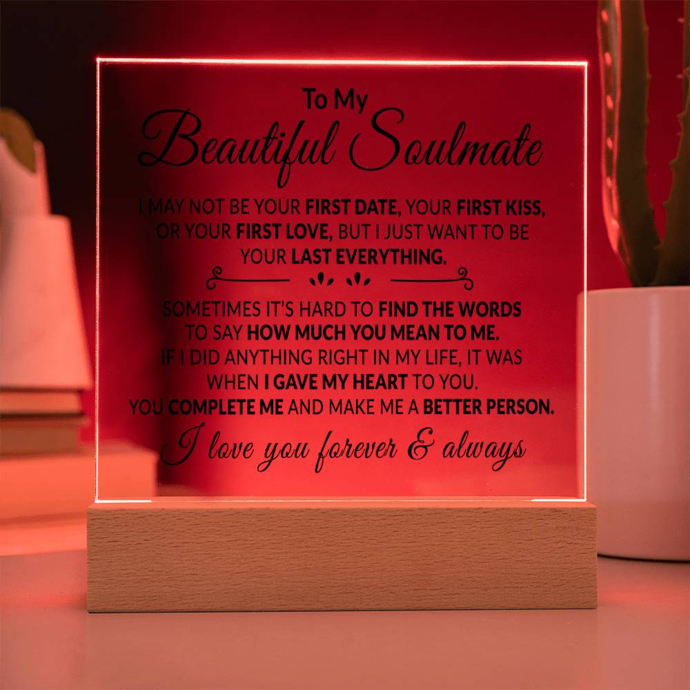 To My Soulmate - You Complete Me - Acrylic Square Plaque