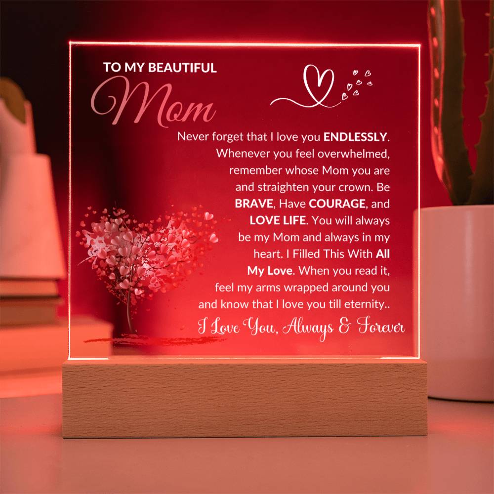 To My Mom - Always In My Heart  - Acrylic Square Plaque