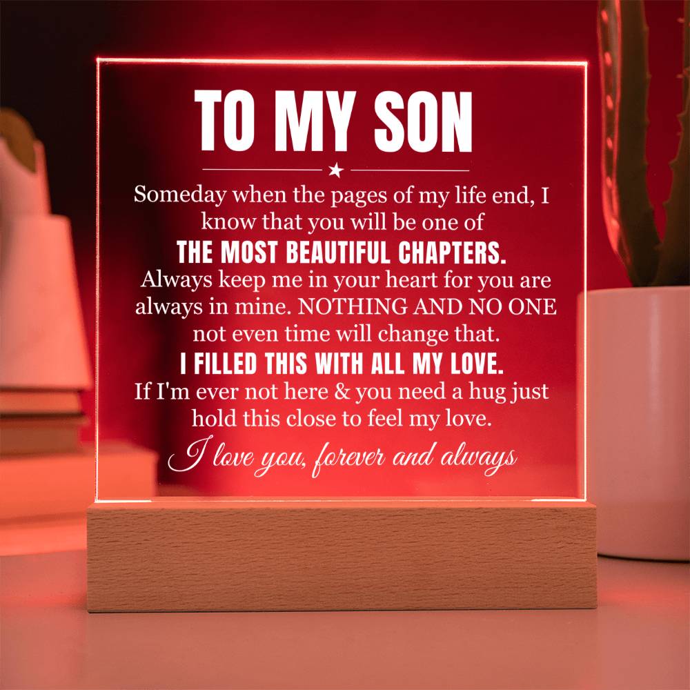 To My Son - Hold This Close To Feel My Heart - Acrylic Square Plaque