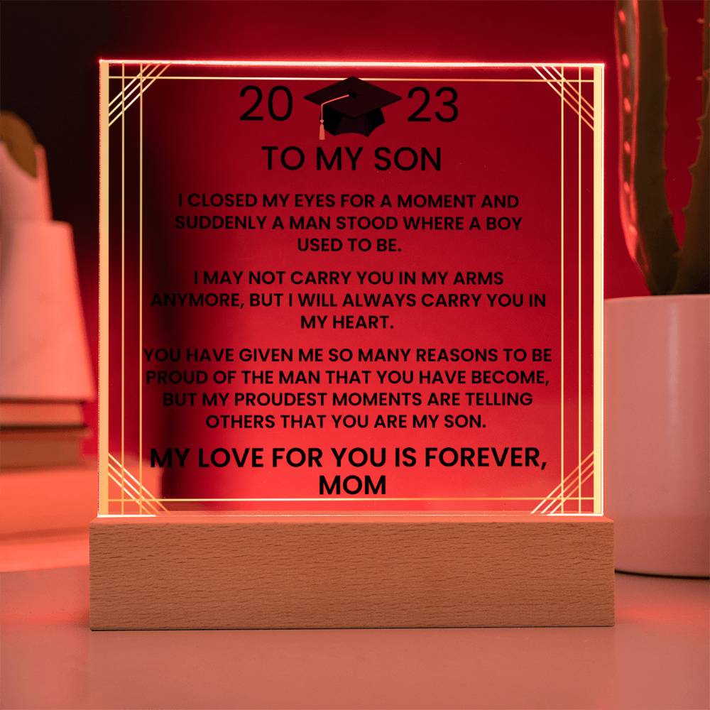 To My Son - Closed My Eyes For A Moment - Acrylic Square Plaque