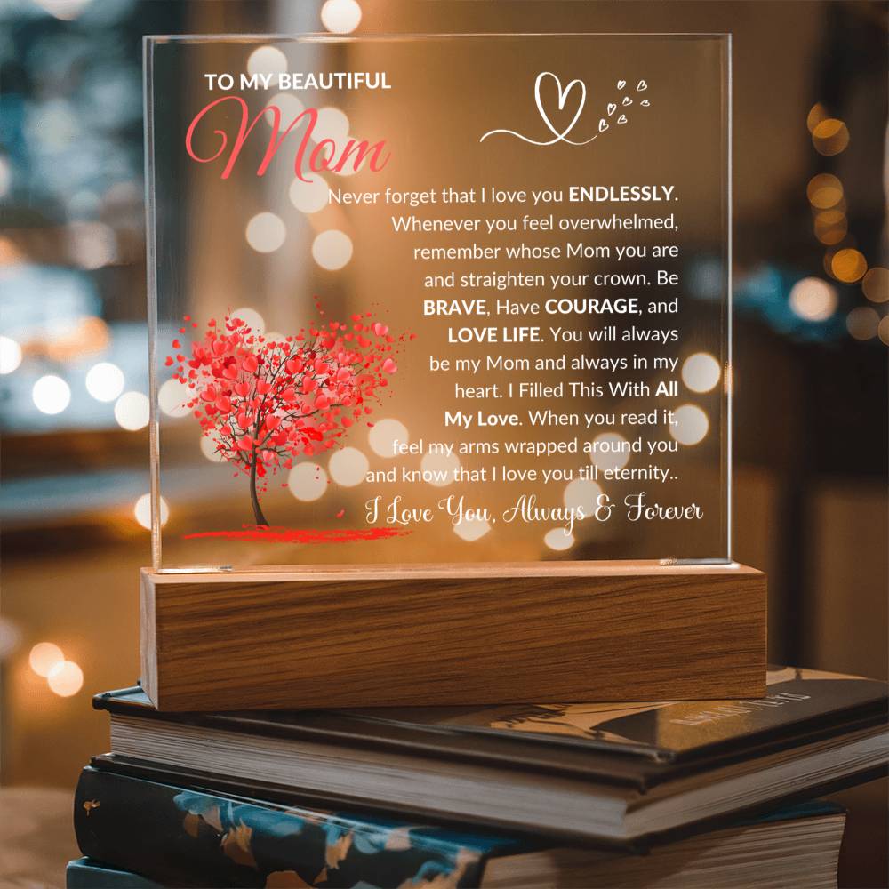 To My Mom - Always In My Heart  - Acrylic Square Plaque