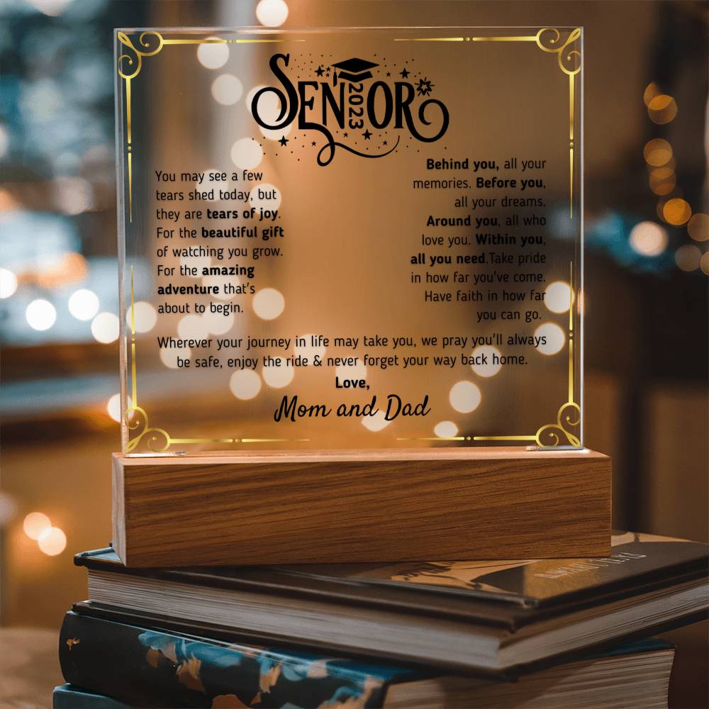 Gift for Graduation 2023 -The Beautiful Gift Love, Mom and Dad - Acrylic Square Plaque