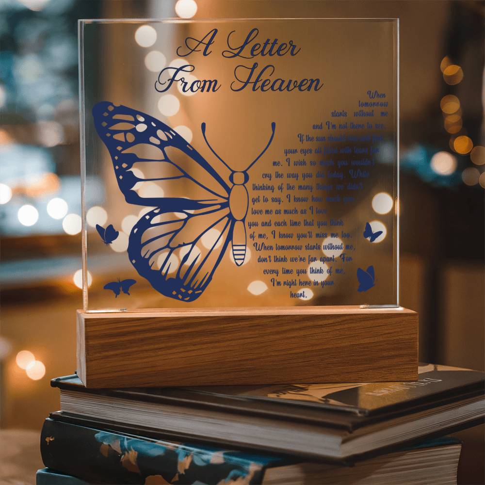 A Letter From Heaven Memorial Gift- Acrylic Square Plaque