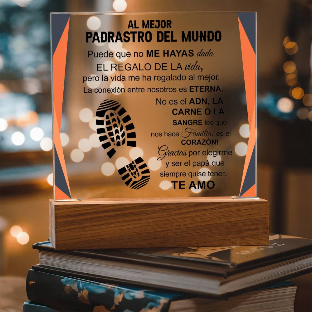 Placa Acrilica Cuadrada - Al Mejor Padrastro del Mundo - Acrylic Square Plaque