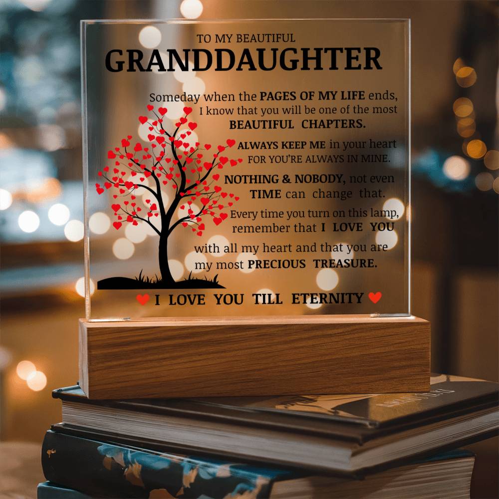 To My Beautiful Granddaughter - Pages Of My Life - Acrylic Square Plaque