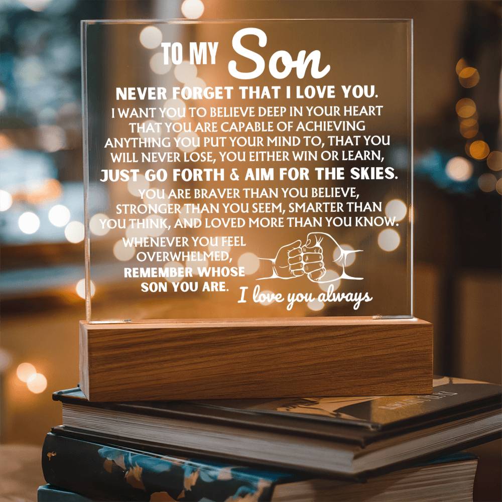 To My Son - You Are Capable Of Achieving Anything - Acrylic Square Plaque