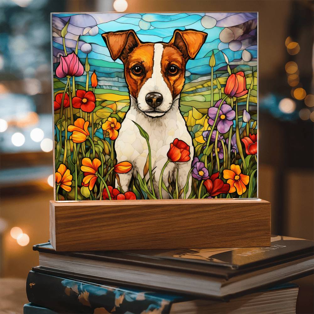 Jack Russell Faux Stained Glass Acrylic Plaque Gift for Dog Person Decoration Gift - Acrylic Square Plaque