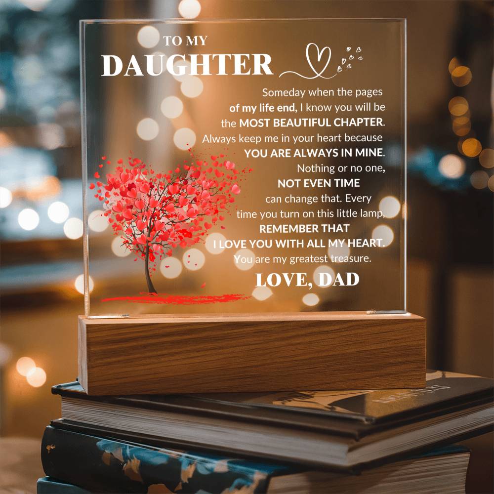 Daughter -Most Beautiful Chapter- LED Acrylic Plaque From Dad_ Acrylic Square Plaque