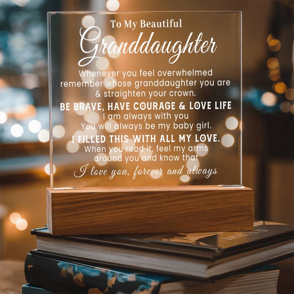 To My Beautiful Granddaughter - All My Love - Acrylic Square Plaque