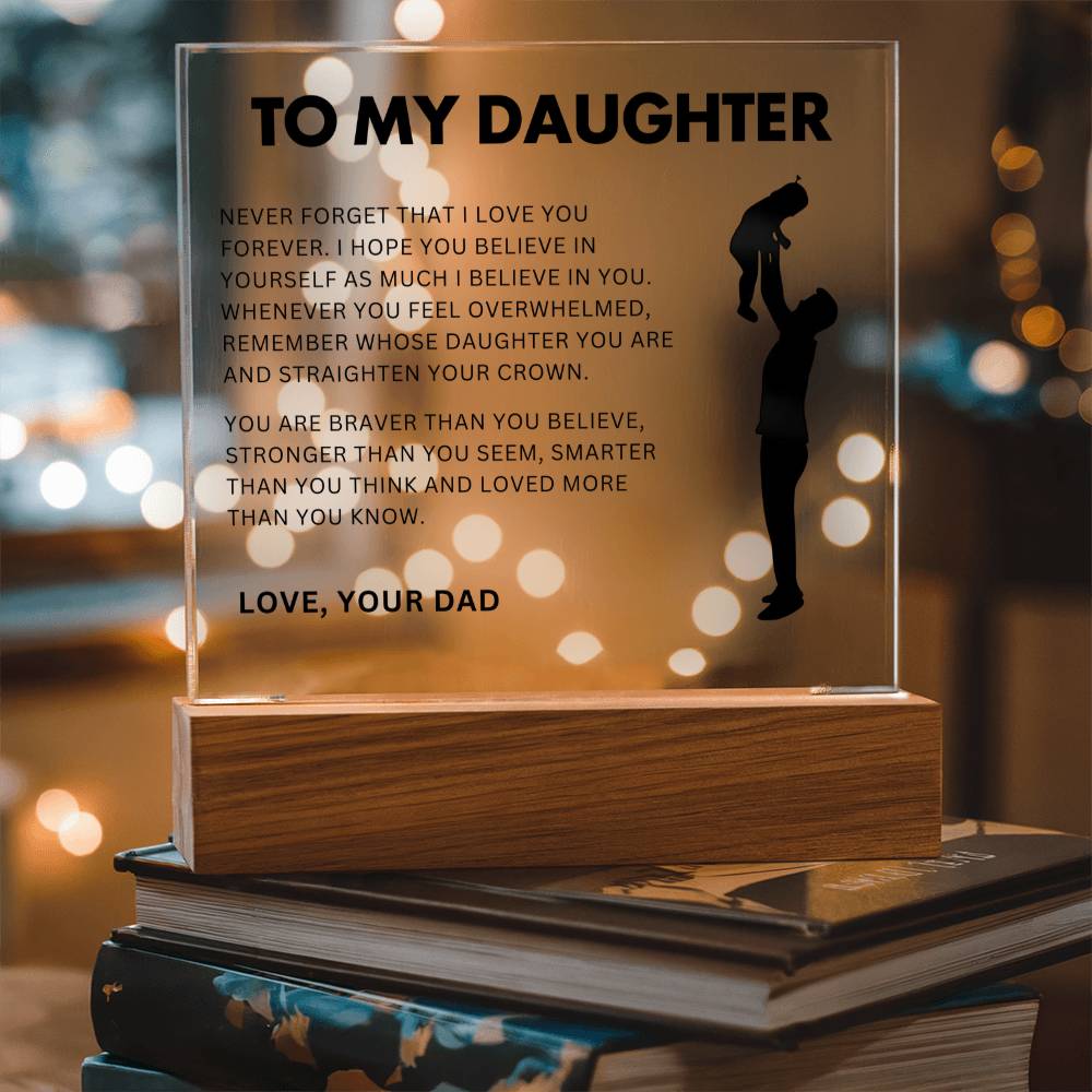 To My Daughter - Never Forget That I Love You - Acrylic Square Plaque
