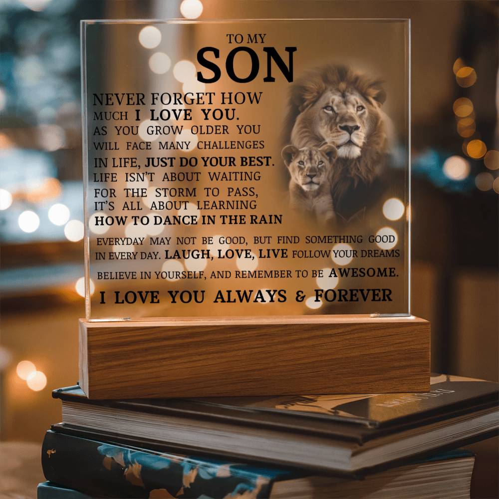 To My Son - Learning How To Dance In The Rain - Acrylic Square Plaque