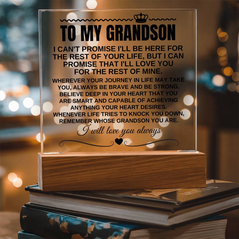 To My Grandson - Remember Whose Grandson You Are - Acrylic Square  Plaque