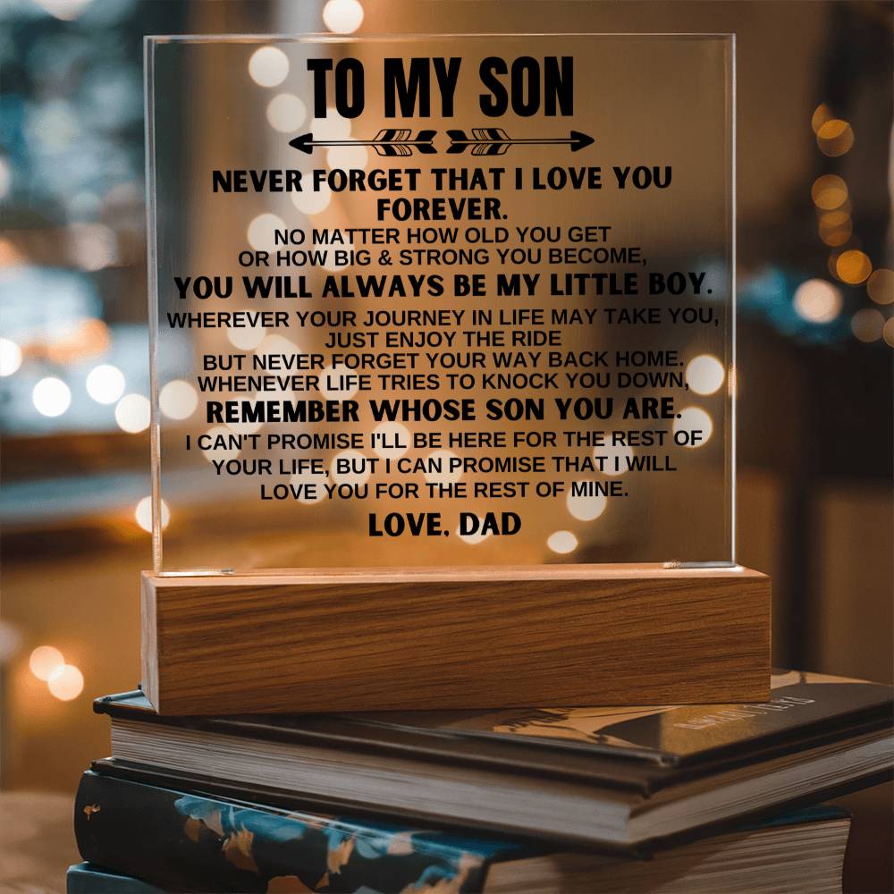 To My Son - Always Be My Little Boy - Acrylic Square Plaque