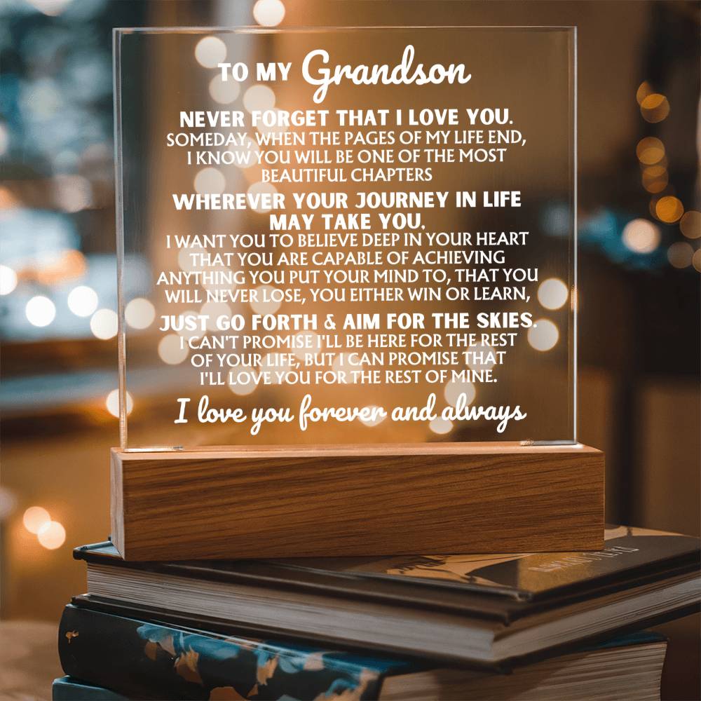 To My Grandson - I Love You Forever - Acrylic Square Plaque