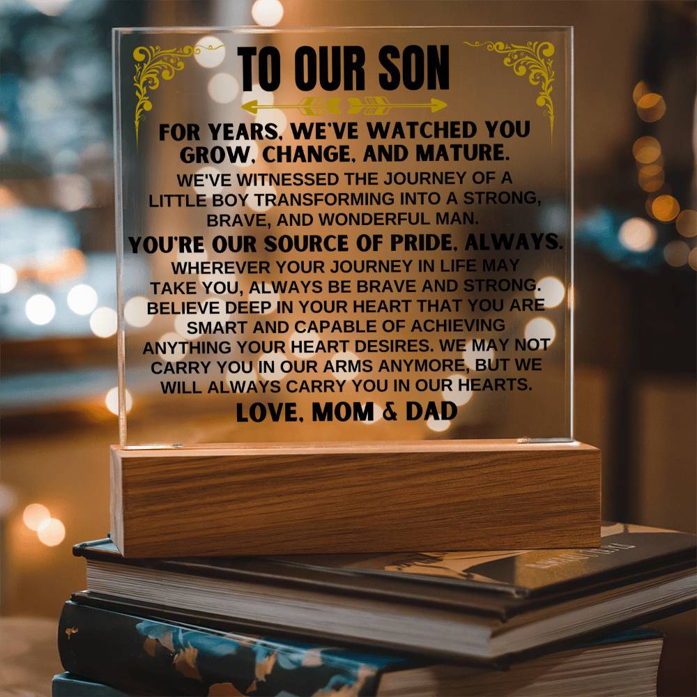 Unique Gift for Son from Mom & Dad - Wonderful Man - Acrylic Square Plaque
