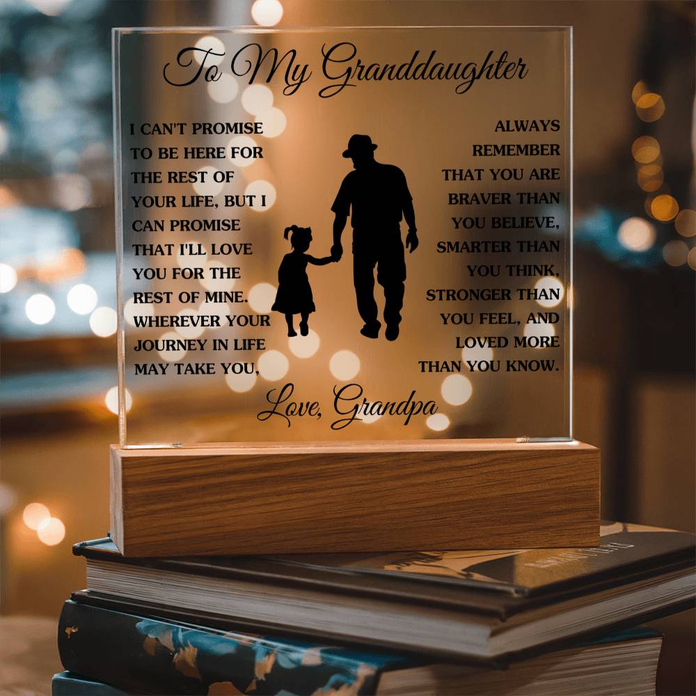 Gift For Granddaughter - Loved More Than You Know- Love Grandpa - Acrylic Square Plaque