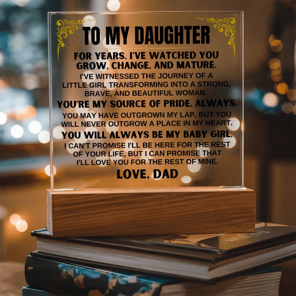 Unique Gift for Daughter from Dad - You're My Source Of Pride - Acrylic Square Plaque