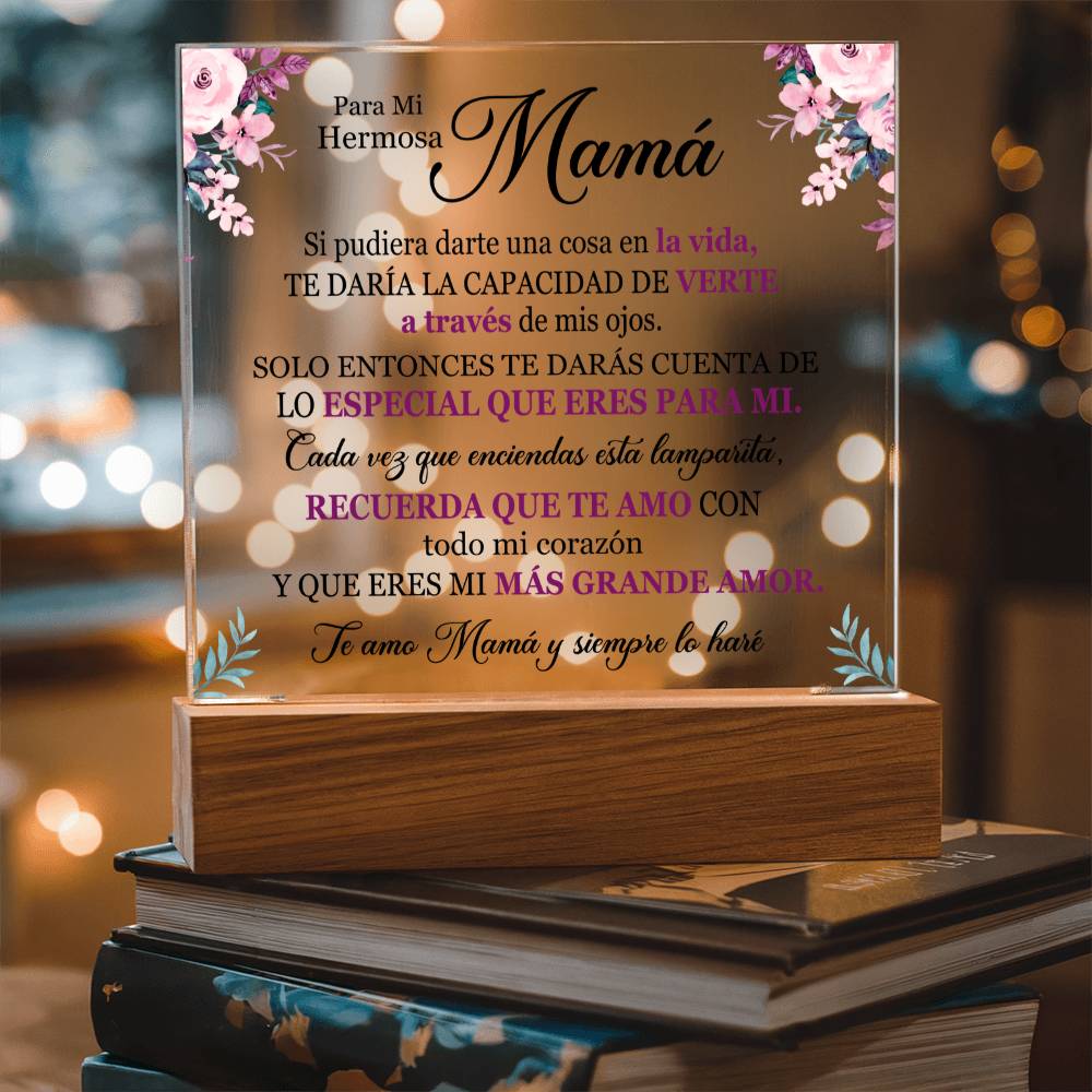 Lampara de Amor para Mamá - Te Amo con Todo mi Corazón - Acrylic Square Plaque