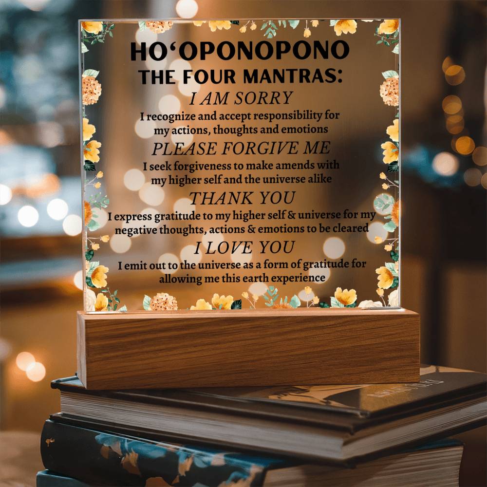 Ho'oponopono Floral - Please Forgive Me - Acrylic Square Plaque