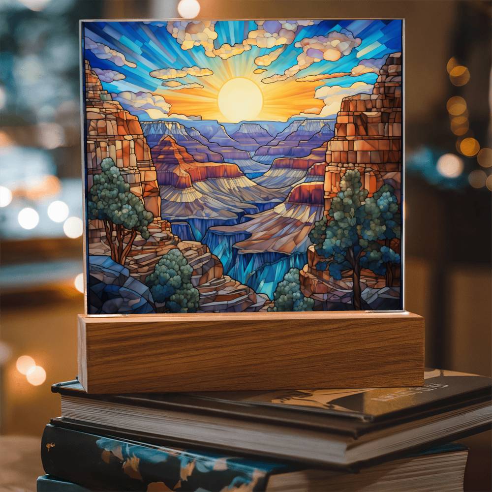 Grand Canyon Faux Stained Glass For Traveler Decoration Gift - Acrylic Square Plaque