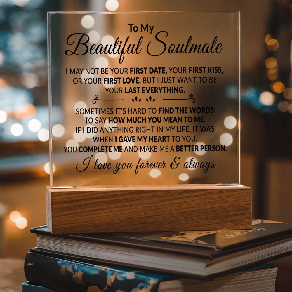 To My Soulmate - You Complete Me - Acrylic Square Plaque