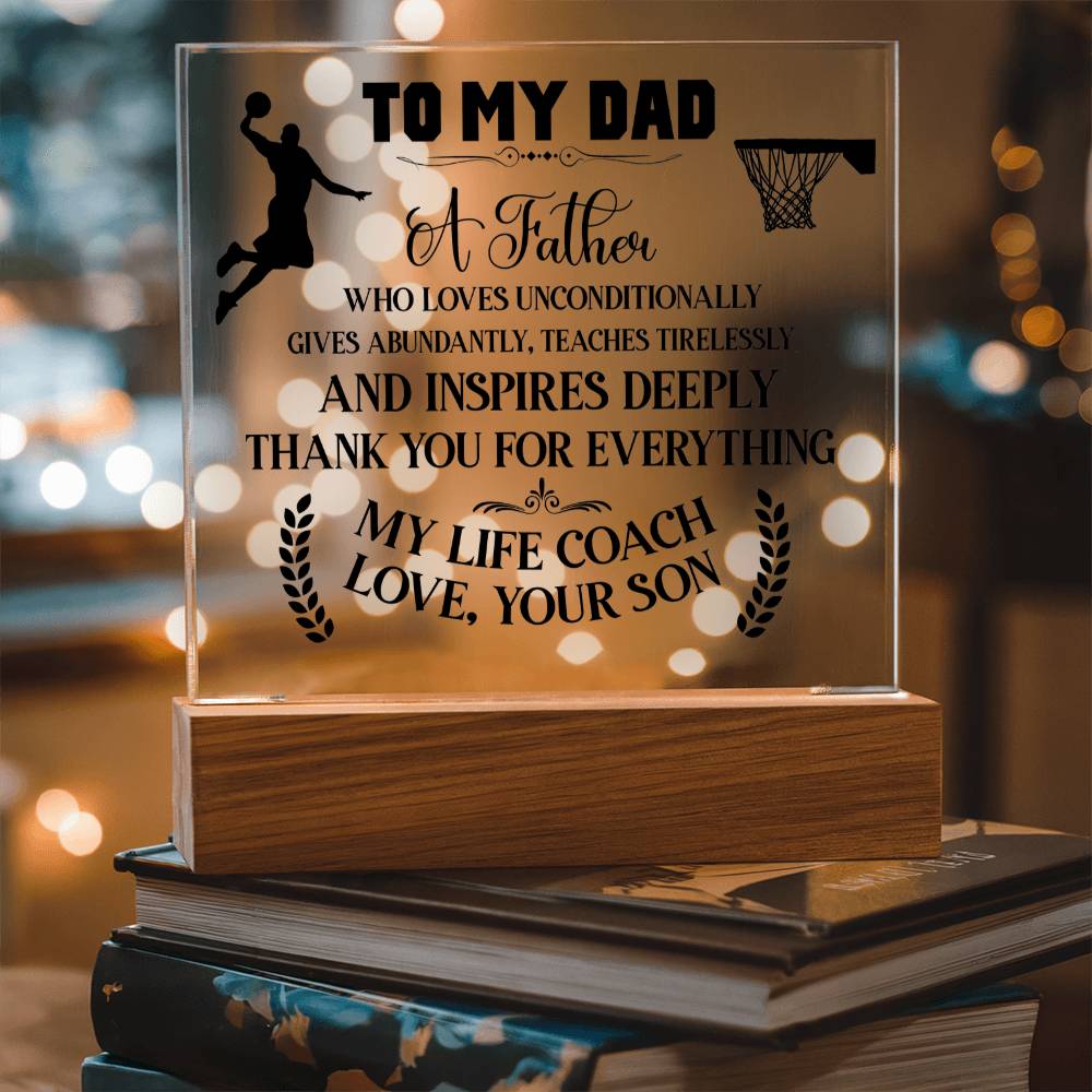 Gift For Dad - Basketball Dad - Acrylic Square Plaque