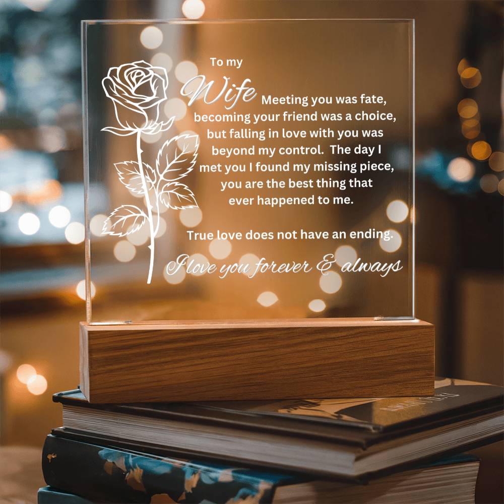 To My Wife - Meeting You Was Fate - Acrylic Square Plaque