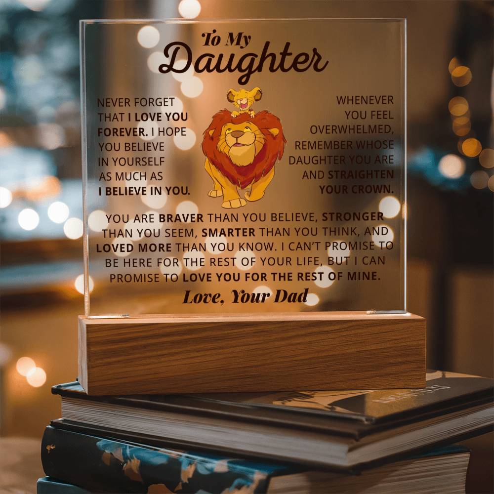 Daughter I Love You Forever - Acrylic Square Plaque