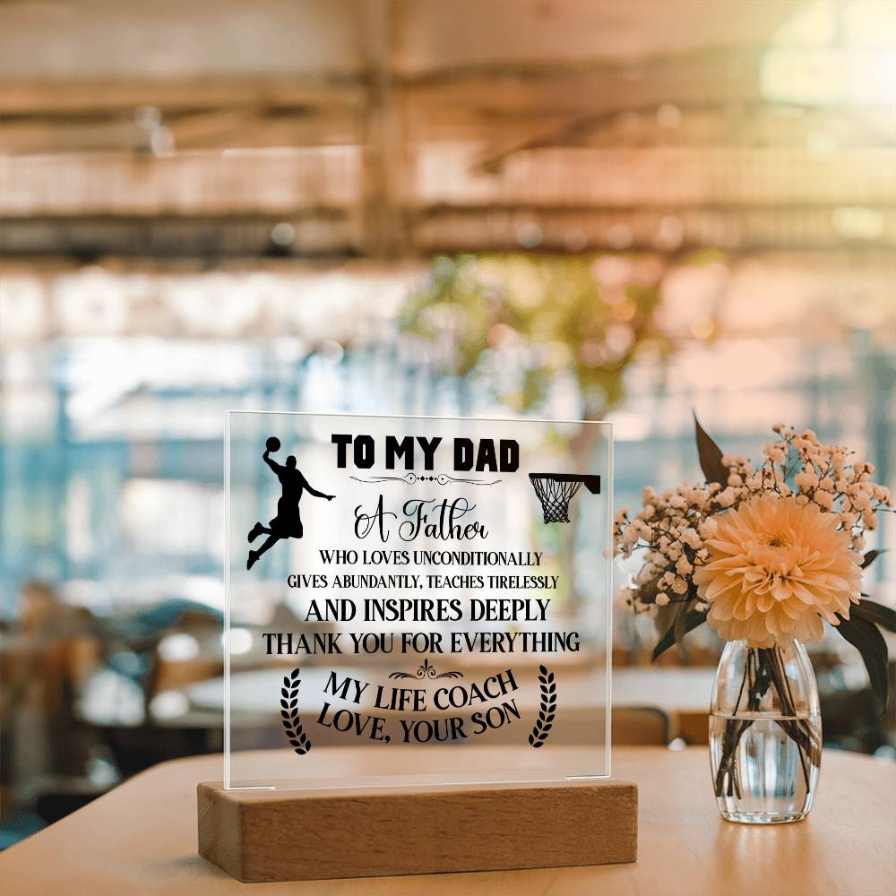 Gift For Dad - Basketball Dad - Acrylic Square Plaque