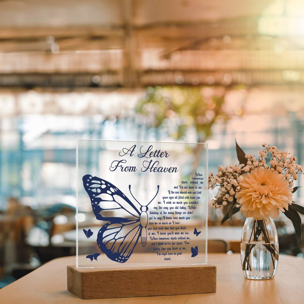 A Letter From Heaven Memorial Gift- Acrylic Square Plaque
