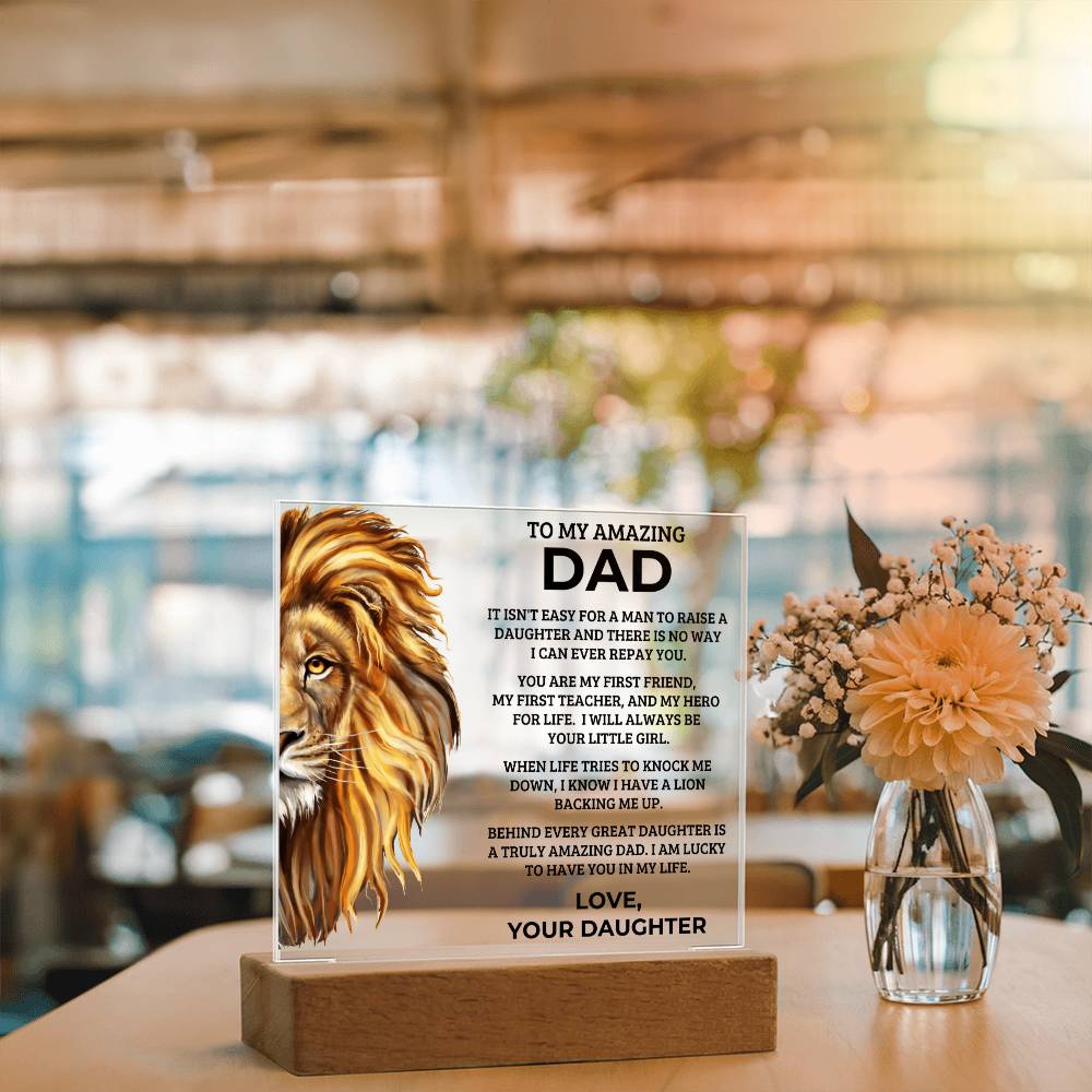Gift for Dad from Daughter - My Hero For Life - Acrylic Square Plaque