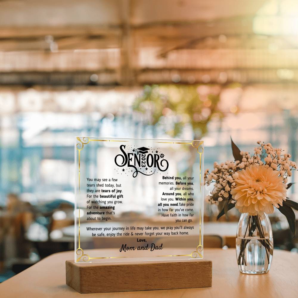 Gift for Graduation 2023 -The Beautiful Gift Love, Mom and Dad - Acrylic Square Plaque