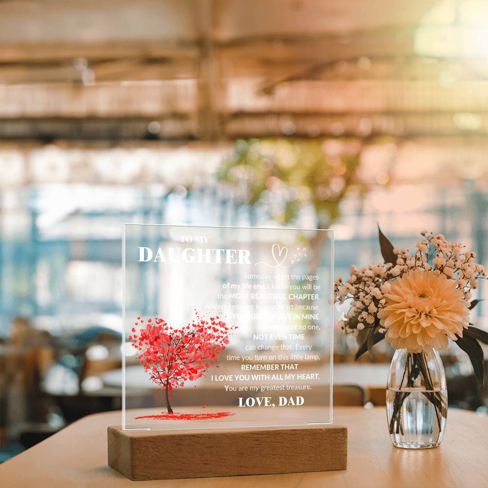 Daughter -Most Beautiful Chapter- LED Acrylic Plaque From Dad_ Acrylic Square Plaque