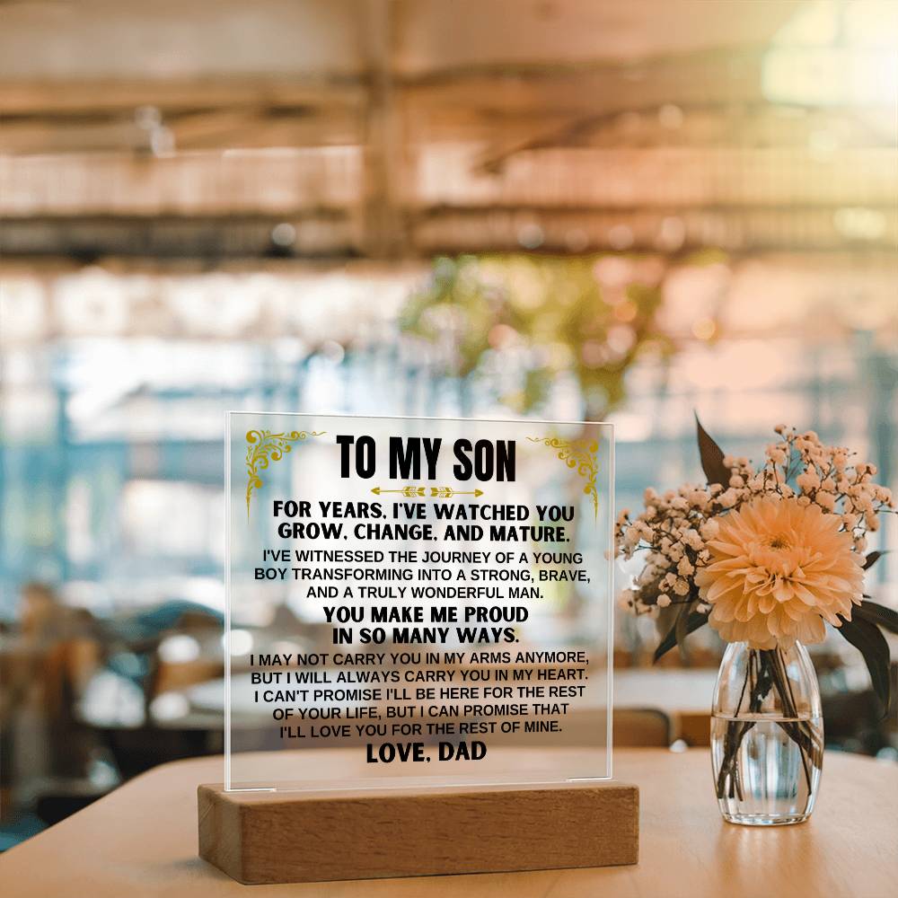 Unique Gift for Son from Dad - You Make Me Proud - Acrylic Square Plaque