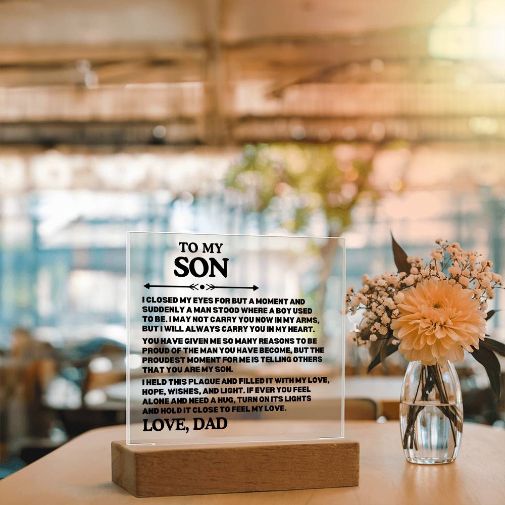 To My Son - Carry You  In  My  Heart - Acrylic Square Plaque