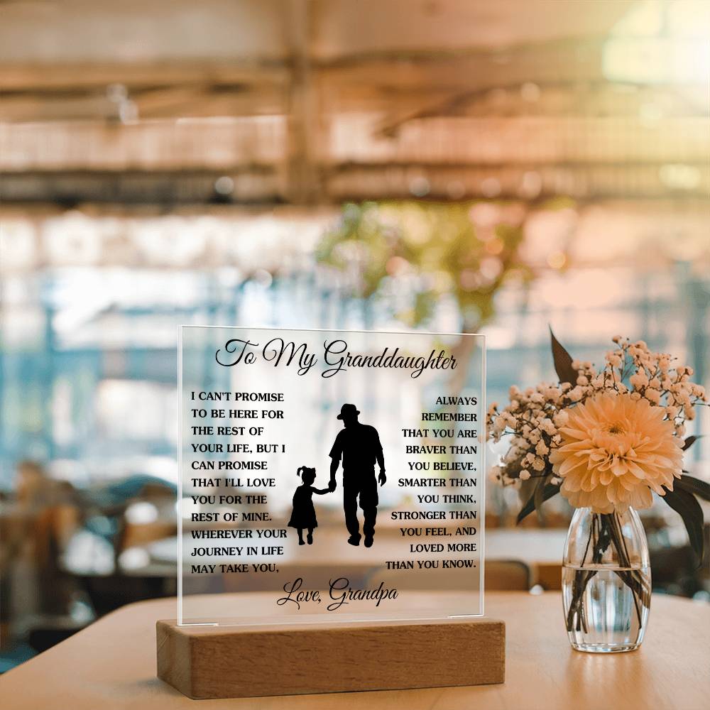 Gift For Granddaughter - Loved More Than You Know- Love Grandpa - Acrylic Square Plaque