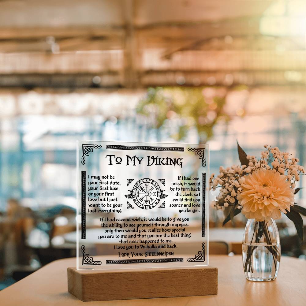 To My Viking - I Love You To Valhalla And Back - Acrylic Square Plaque