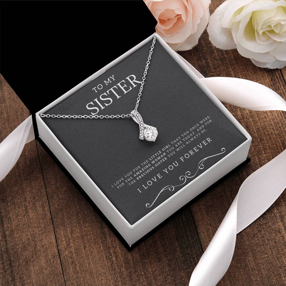 Selling Fast To My Sister White Gold Finish Necklace Alluring Beauty Necklace