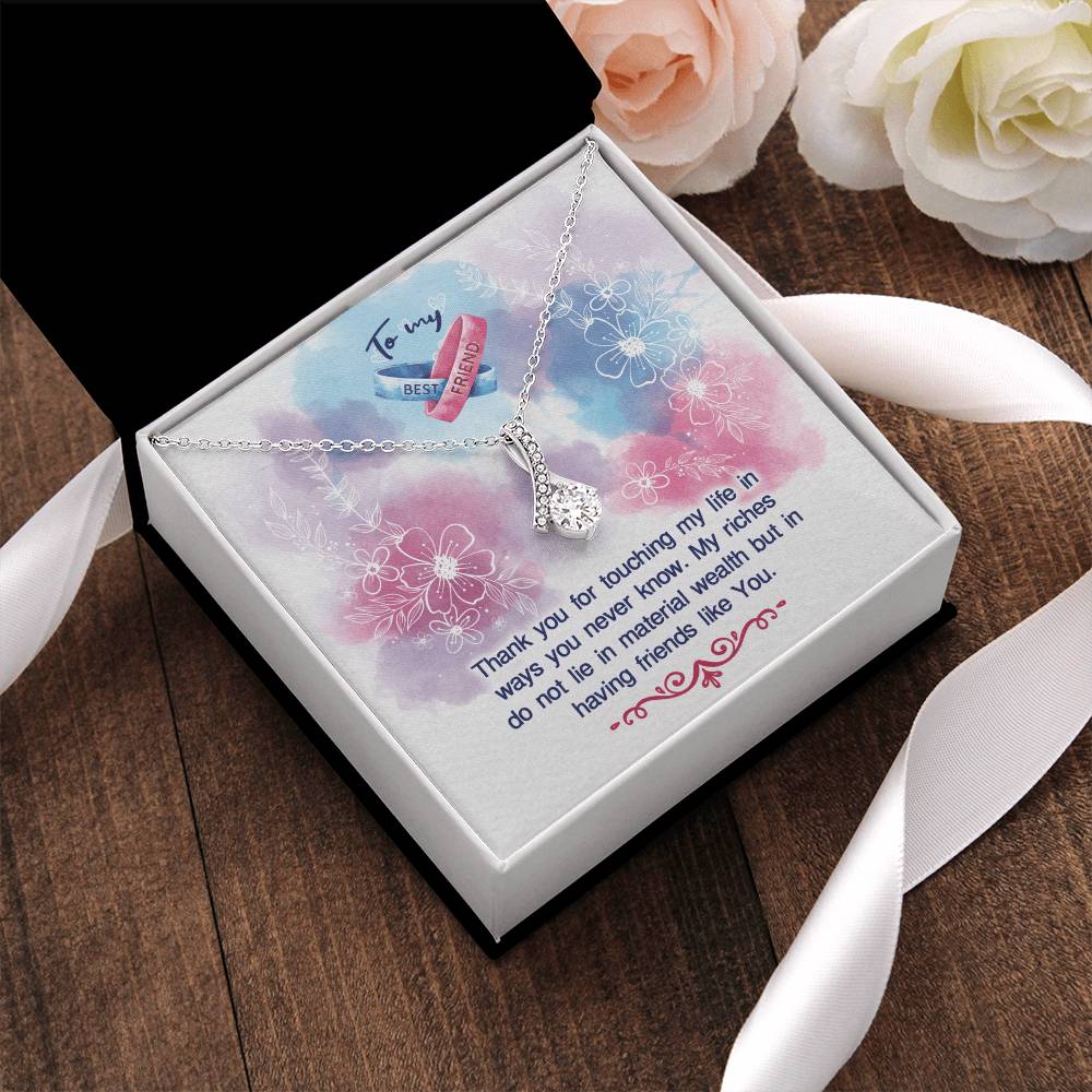 To My Bestfriend - Thank You Touching My Life - 925 Sterling Silver Pendant Alluring Beauty Necklace