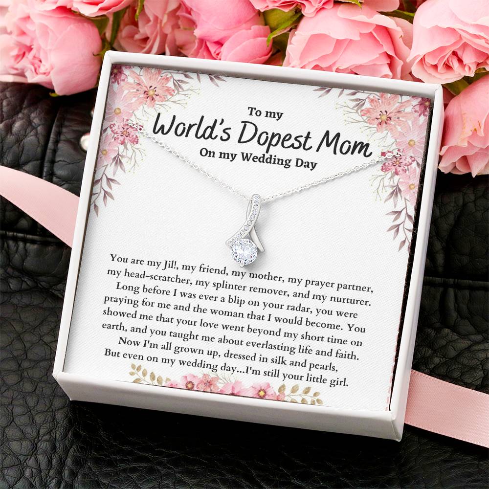 To Mom On Wedding Day - Ribbon Alluring Beauty Necklace