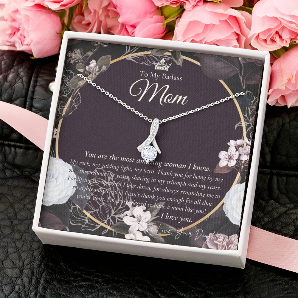 To My Beautiful Mom Necklace  Badass Mom Gift  Mother’S Day Gift  Birthday Gift  Gift From Daughter On Wedding Day 8 Alluring Beauty Necklace