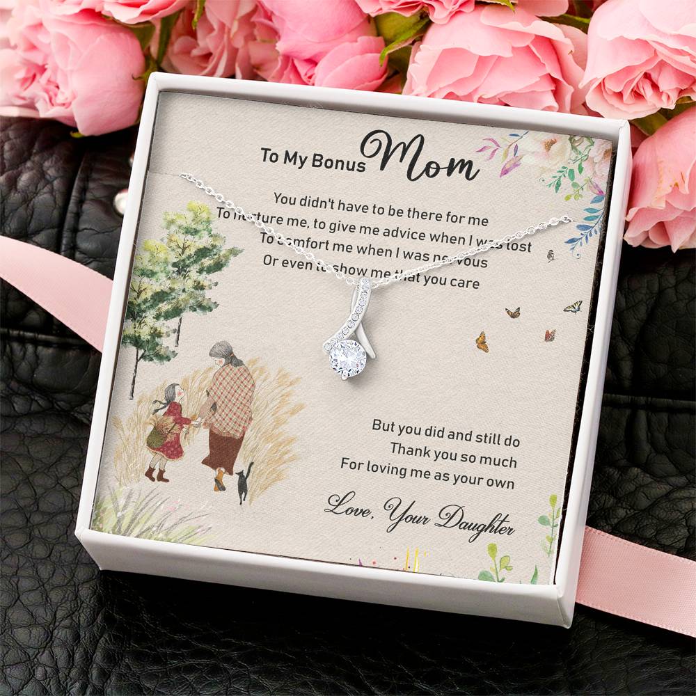 To My Bonus Mom Alluring Beauty Necklace Mother's Day Gift From Bonus Daughter - Alluring Beauty Necklace To My Bonus Mom Bonus Mom Necklace Alluring Beauty Necklace