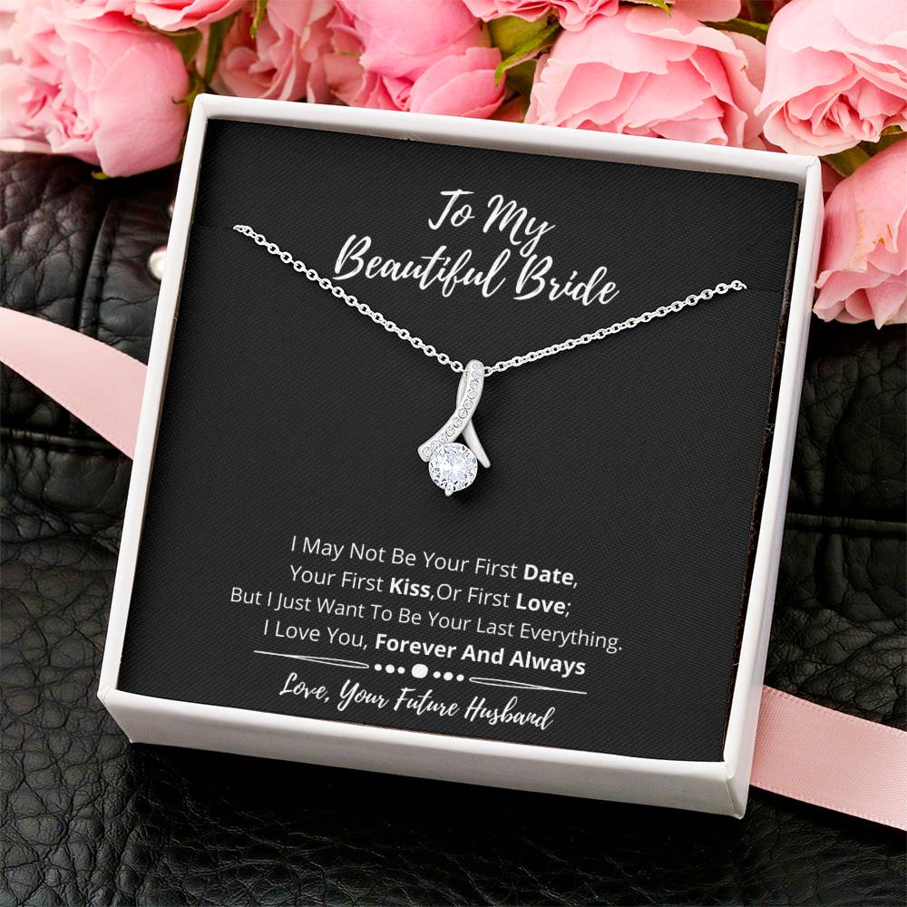 To My Beautiful Bride Crystal Necklace - I Love You Alluring Beauty Necklace