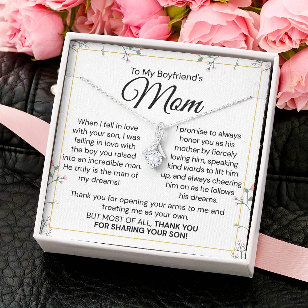 To My Boyfriend's Mom - Thank You For Sharing Your Son - Necklace Gift Set Alluring Beauty Necklace