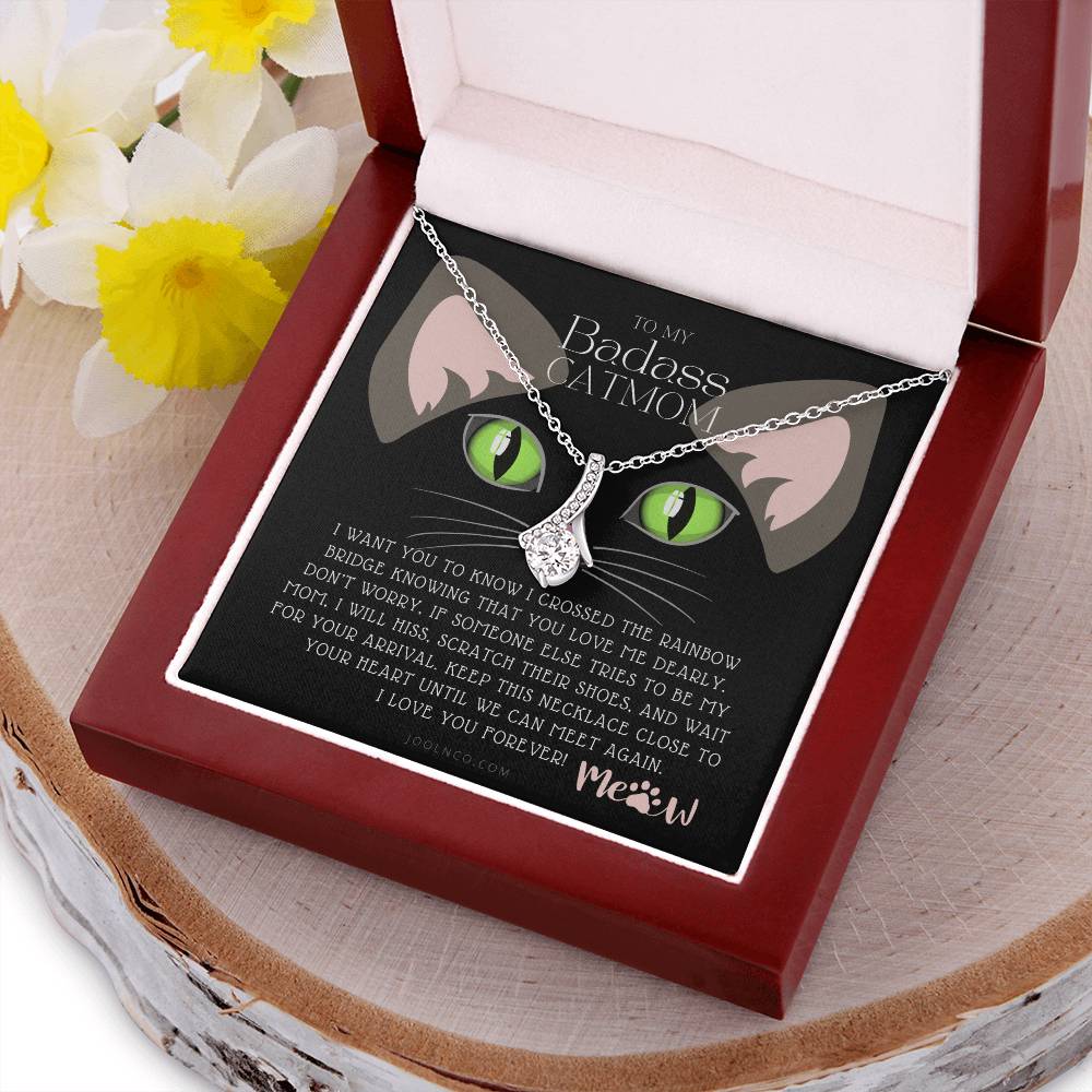 To My Badass Cat Mom Until We Can Meet Again Necklace Loss Of Cat Memorial Necklace Cat Loss Gifts Rainbow Bridge Cat Pet Sympathy Gift 2 Alluring Beauty Necklace
