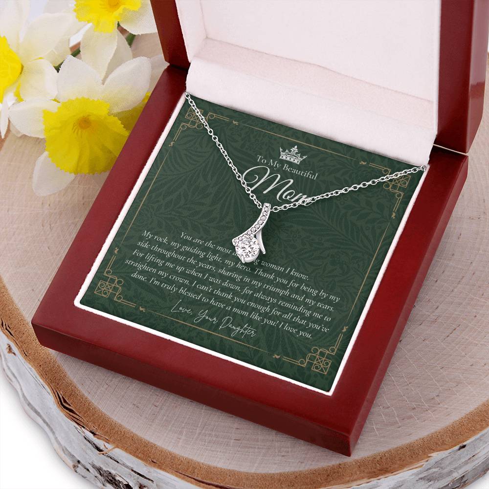 To My Beautiful Mom Necklace  Badass Mom Gift  Mother’S Day Gift  Birthday Gift  Gift From Daughter On Wedding Day 1 Alluring Beauty Necklace